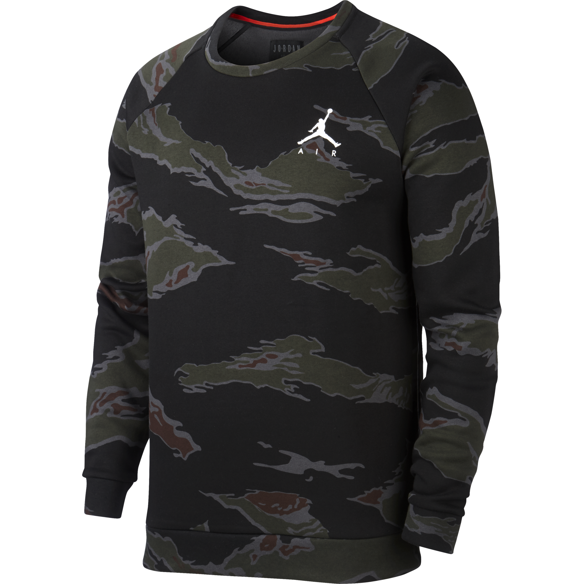 NIKE AIR JORDAN JUMPMAN AIR CAMO FLEECE CREW BLACK