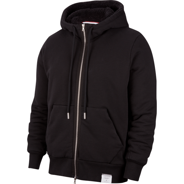 NIKE AIR JORDAN BLACK CAT SHERPA FLEECE FULL-ZIP HOODIE BLACK