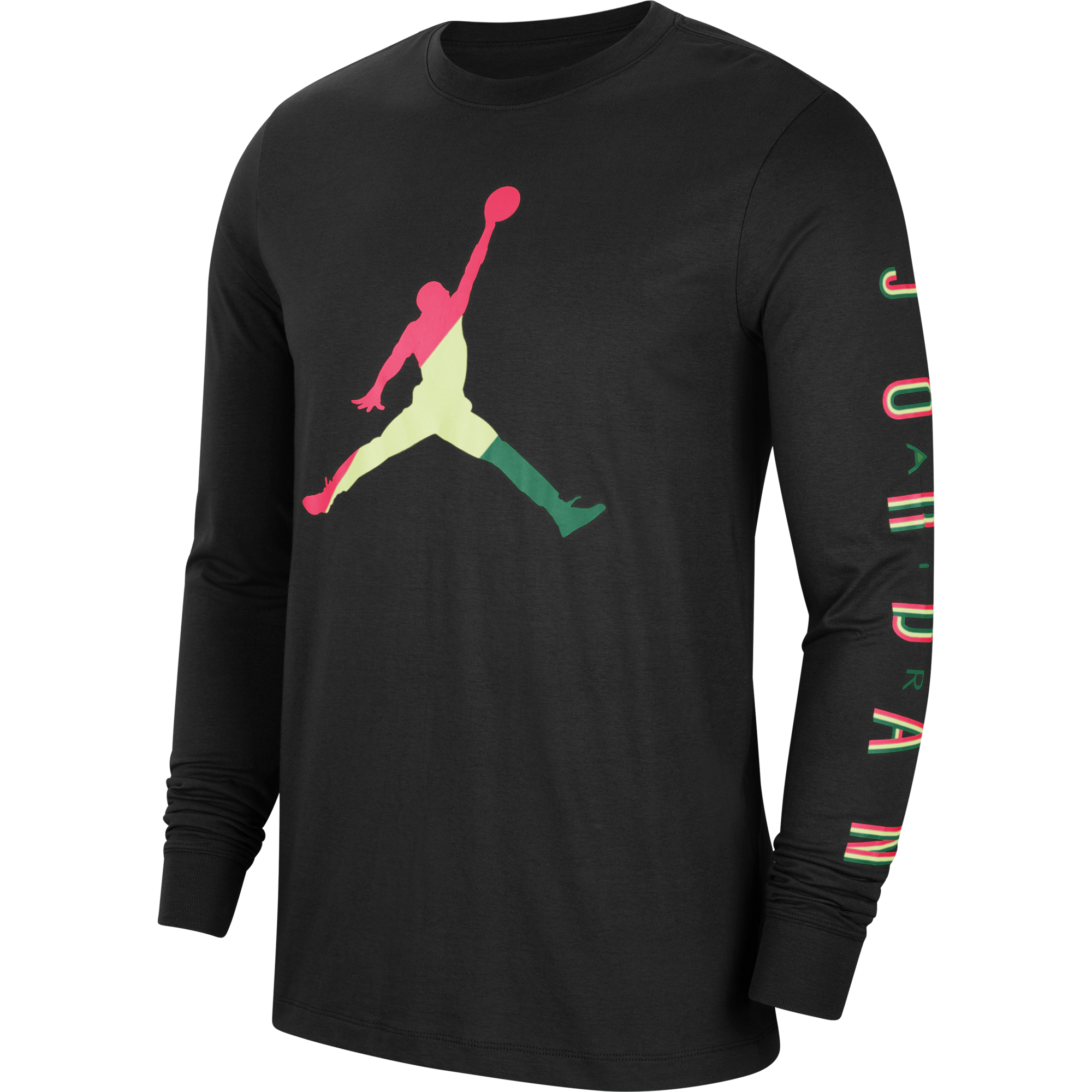 NIKE AIR JORDAN SPORT DNA LONG SLEEVE CREW TEE BLACK HOT PUNCH