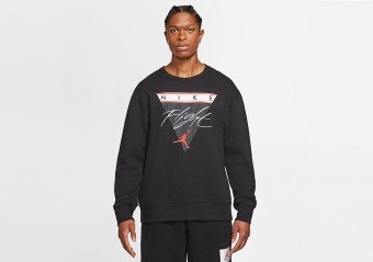 NIKE AIR JORDAN FLIGHT FLEECE PULLOVER CREW BLACK