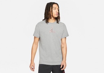 NIKE AIR JORDAN BRAND 23 SWOOSH SHORT-SLEEVE CREW CARBON HEATHER